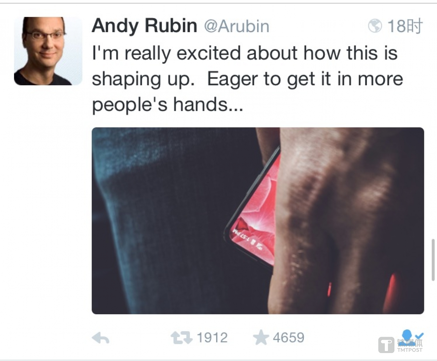 Andy Rubin关于新机进程的推文