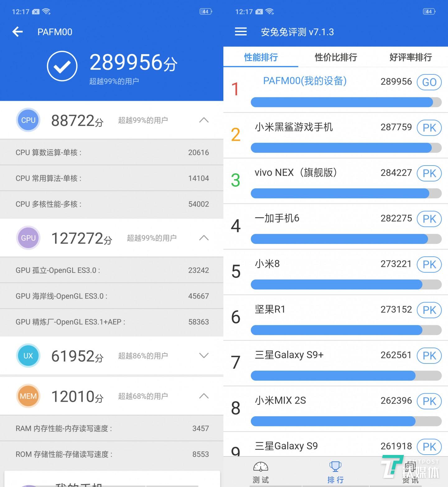 安兔兔跑分数据