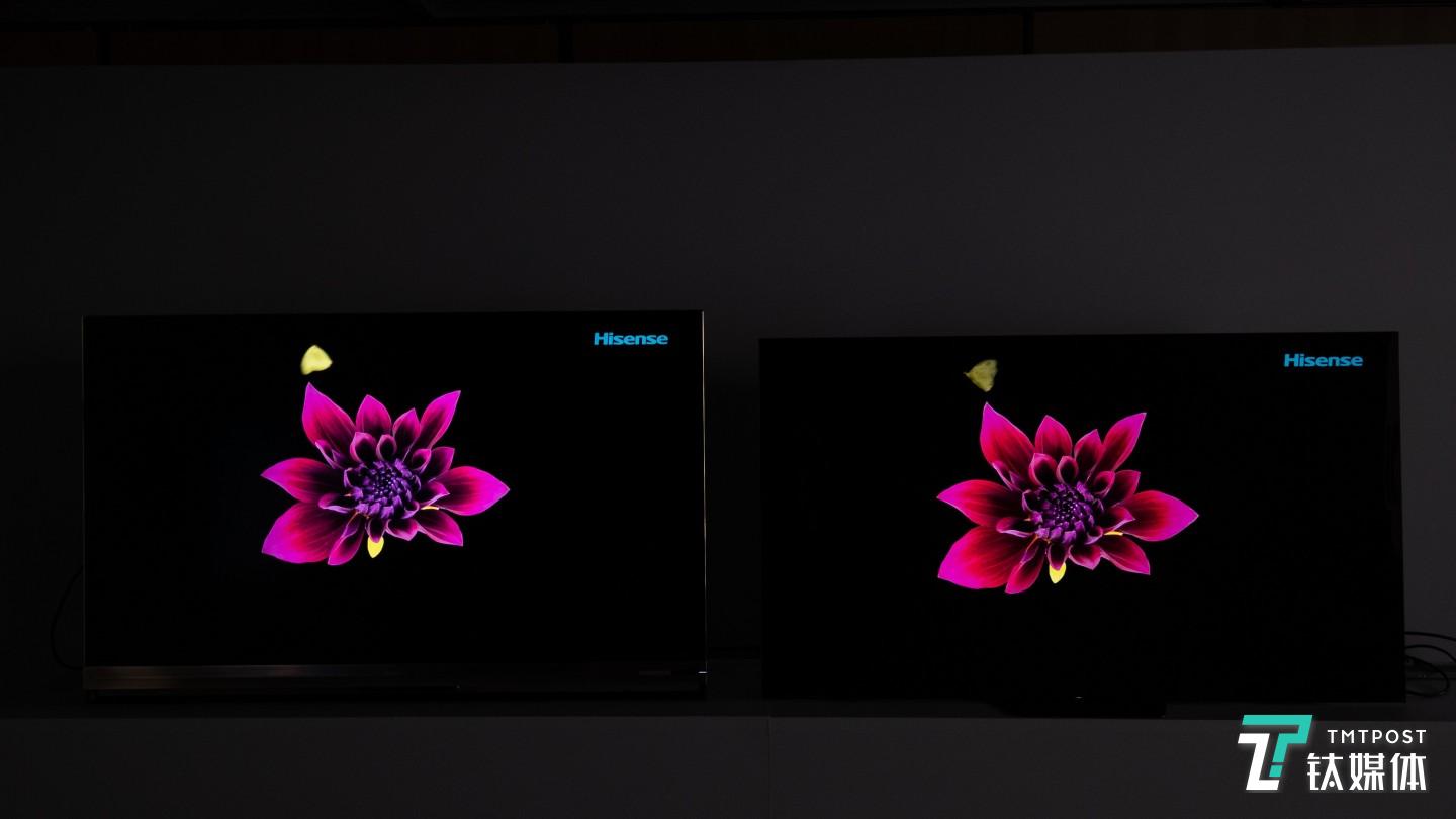 暗场对比（左为叠屏，右为OLED）