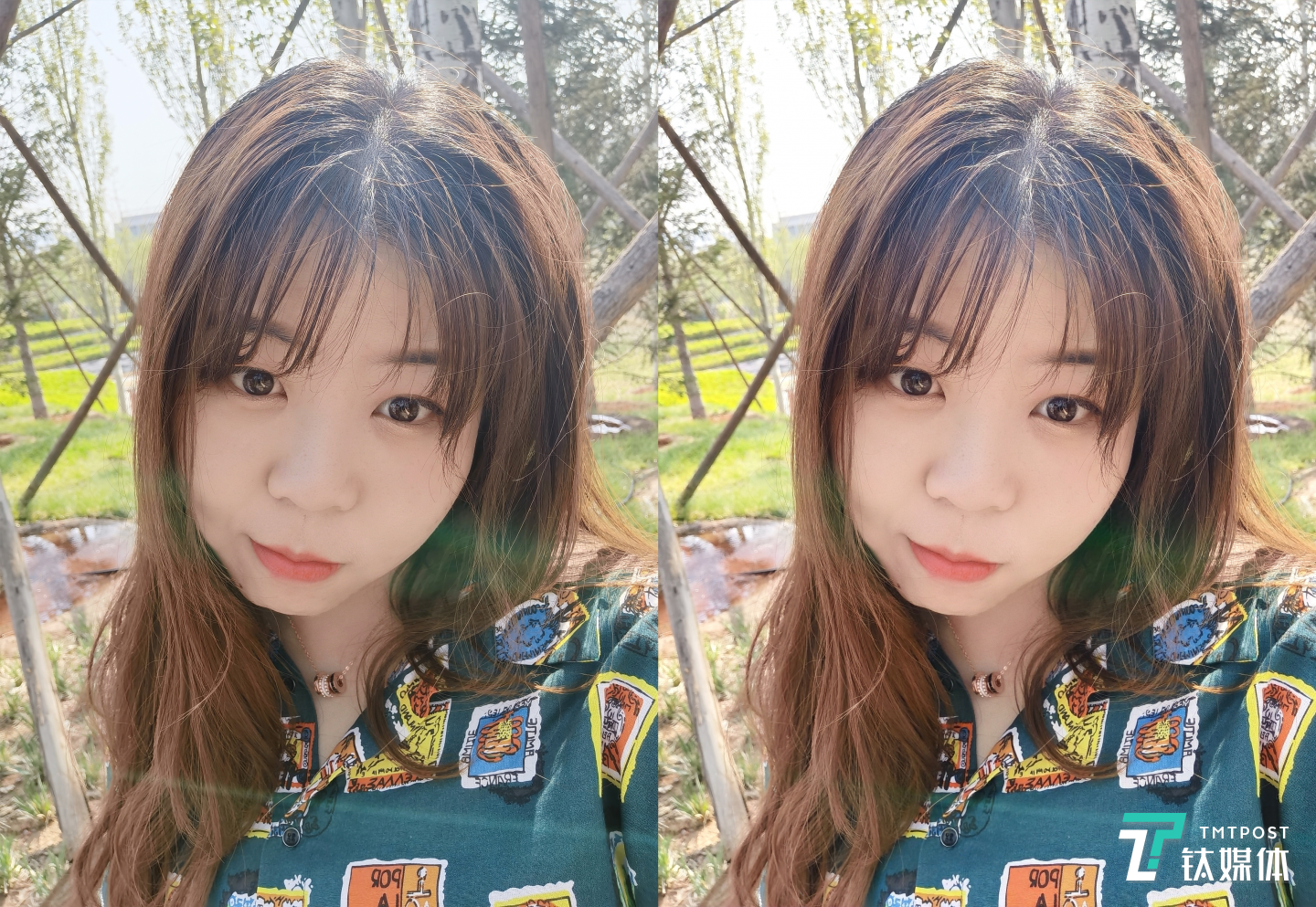 AI反光消除，作为消除前，右边为消除后