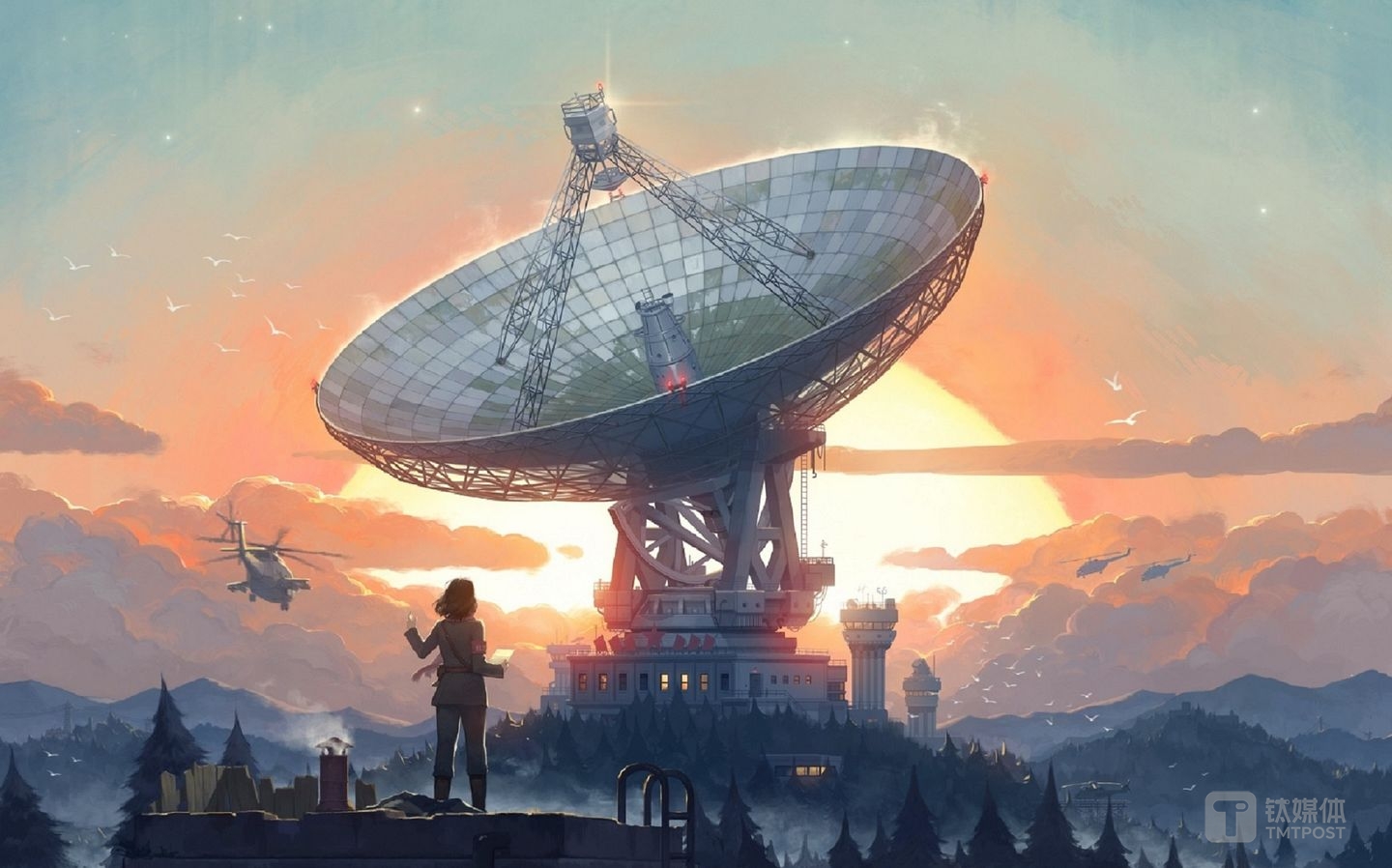 收录在《三体艺术插画集》中的芒朔作品《红岸》