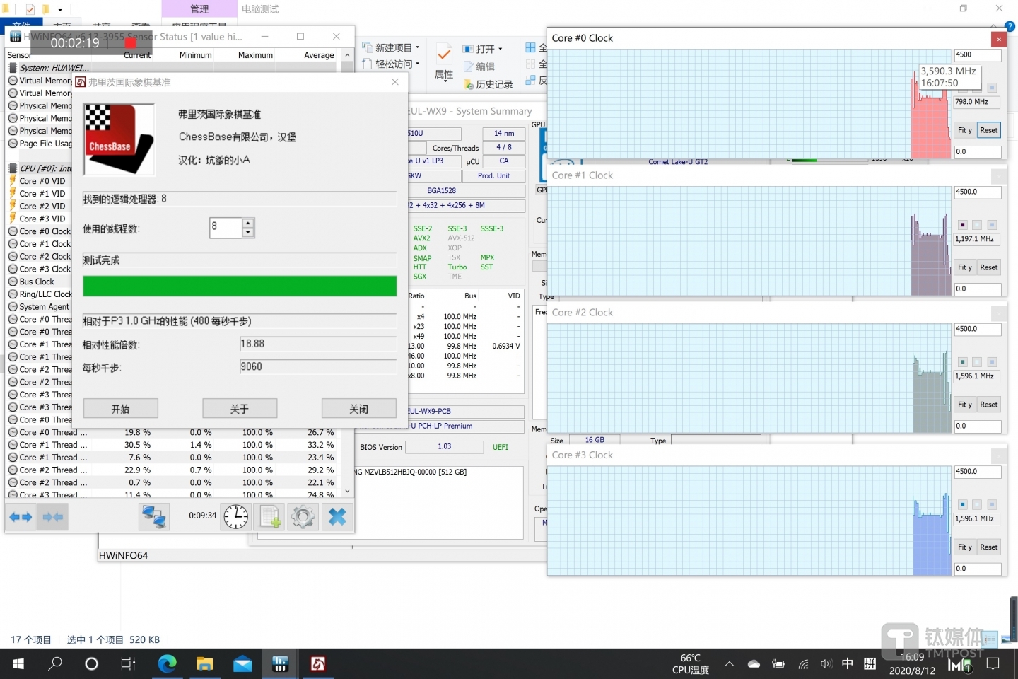进行CPU压力测试峰值频率一览