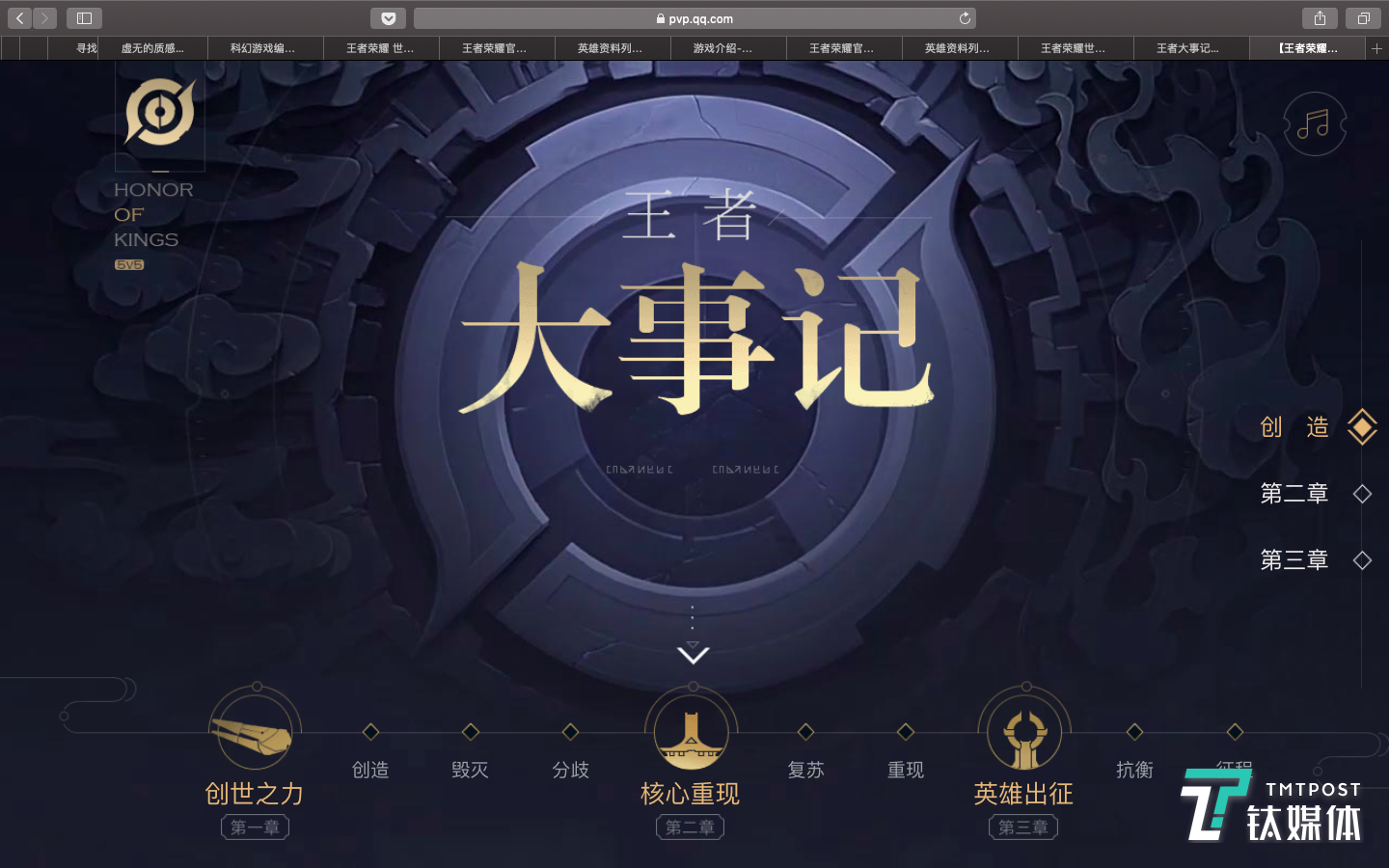 《王者榮耀》的官方背景故事《王者大事記》