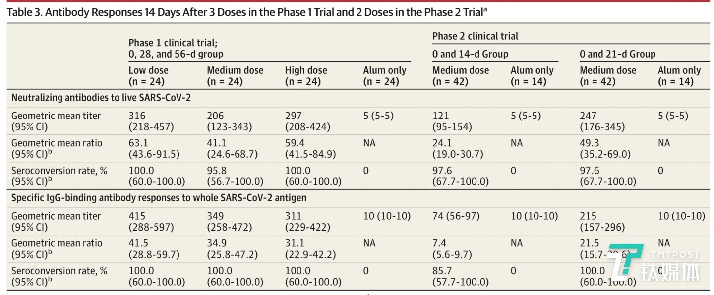 I期和II期的人体临床试验抗体反应