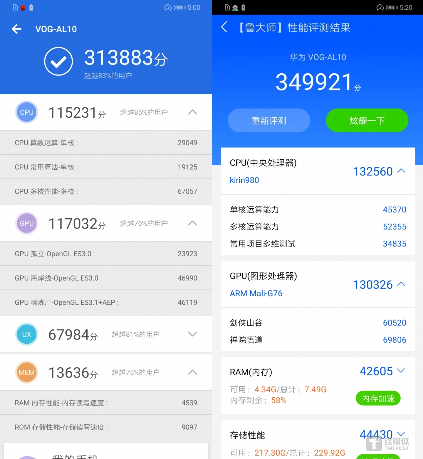 安兔兔&鲁大师跑分