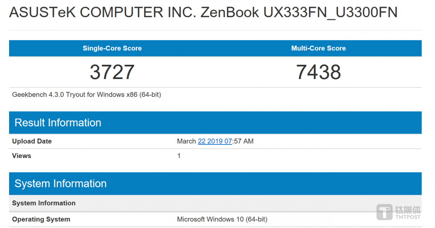 GeekBench 4.3分数