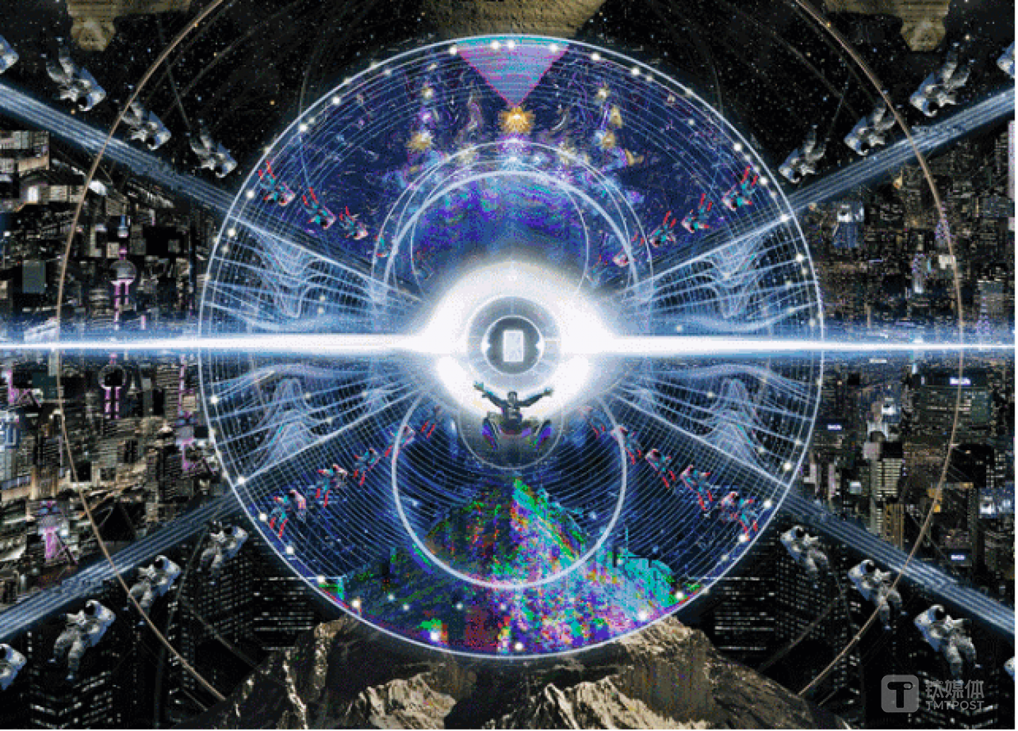 机械卷轴为《三体艺术插画集》创作的作品《降纬打击》