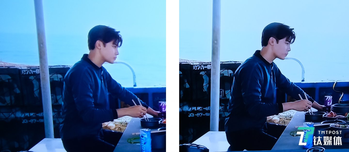 放大后的对比图,左侧为索尼,右侧为其他产品