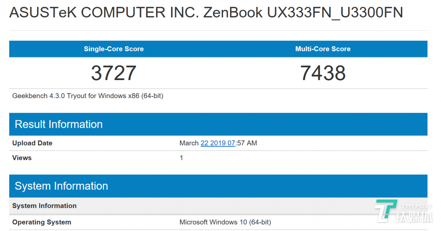 GeekBench 4.3分数