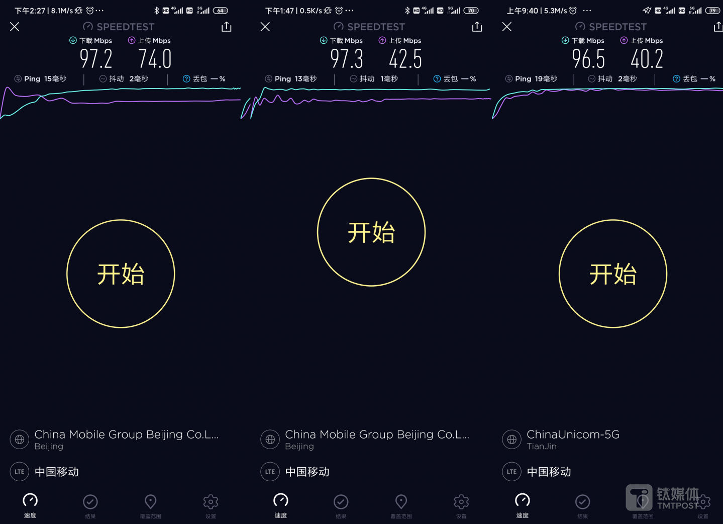不同地区5G速度测试
