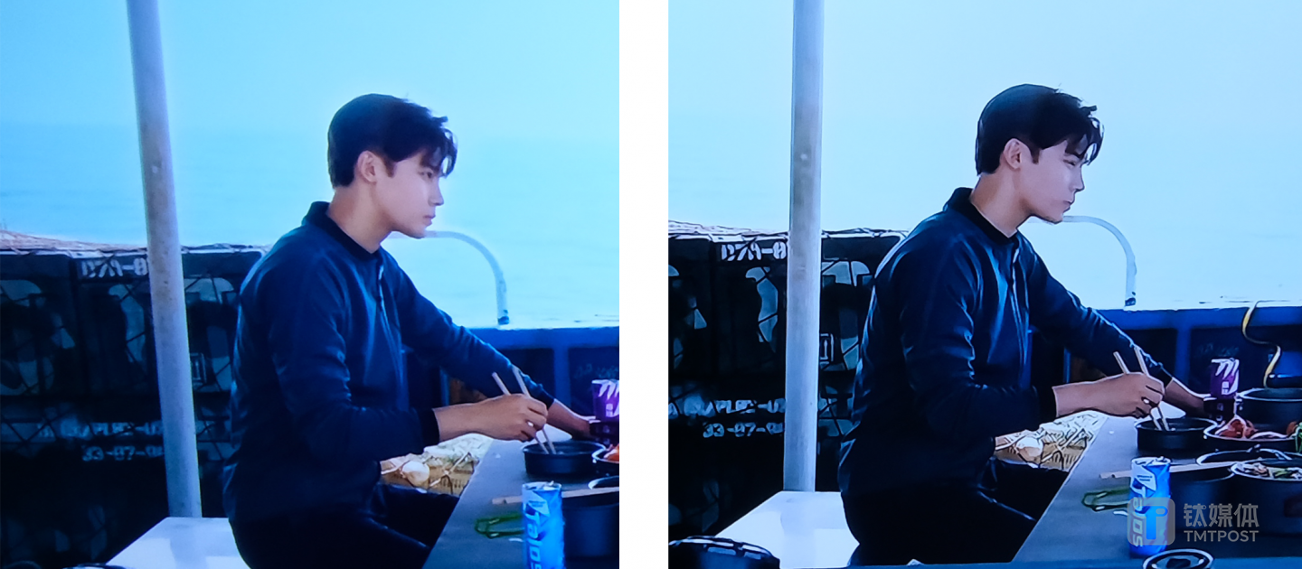 放大后的对比图，左侧为索尼，右侧为其他产品